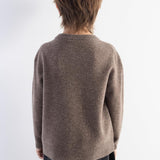 Boys 100% Merino Wool Cardigan Fall Winter First-Line Ready to Wear Crew Neck Long Sleeve Seamless Knit Sweater