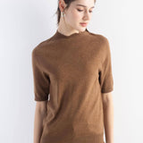 Women's Merino Wool Sweater 2025 Fall Winter Mock Neck Short Sleeve First-Line Ready to Wear Seamless Knit Sweater