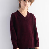 Boy's 100% Merino Wool Sweater 2025 Fall Winter First-Line Ready to Wear V Neck Long Sleeve Seamless Knit Sweater