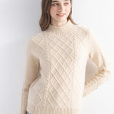 Mongolian Cashmere Casual Mock Neck Cable Sweater