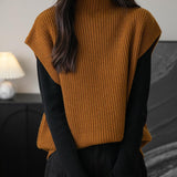 Women's 100% Merino Wool Sweater Vest 2025 Fall Winter Casual Turtleneck Sleeveless Knit Sweater Tank Tops