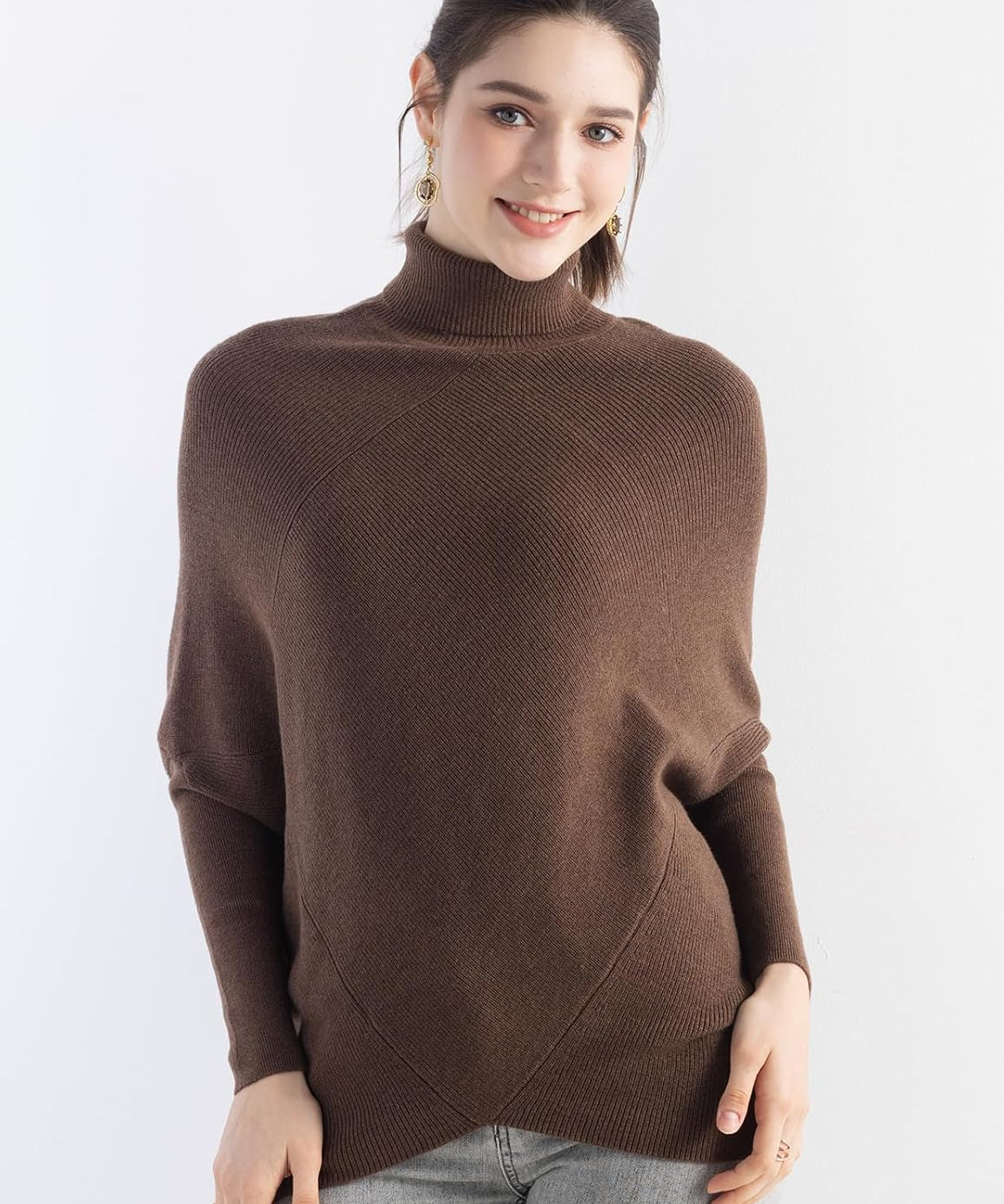 Merino Wool Blend Oversized Turtleneck Sweater