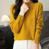 Chanyarn Women's 100% Merino Wool Seamless Sweater Mock Neck First-Line Ready to Wear Long Sleeve Knitted Pullover Tops