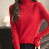 Women's 100% Merino Wool Turtleneck Sweater 2025 Fall Winter Long Sleeve Warm Soft Ribbed Knit Pullover Sweater