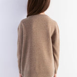 Girls 100% Merino Wool Cardigan Fall Winter First-Line Ready to Wear Crewneck Long Sleeve Seamless Sweater