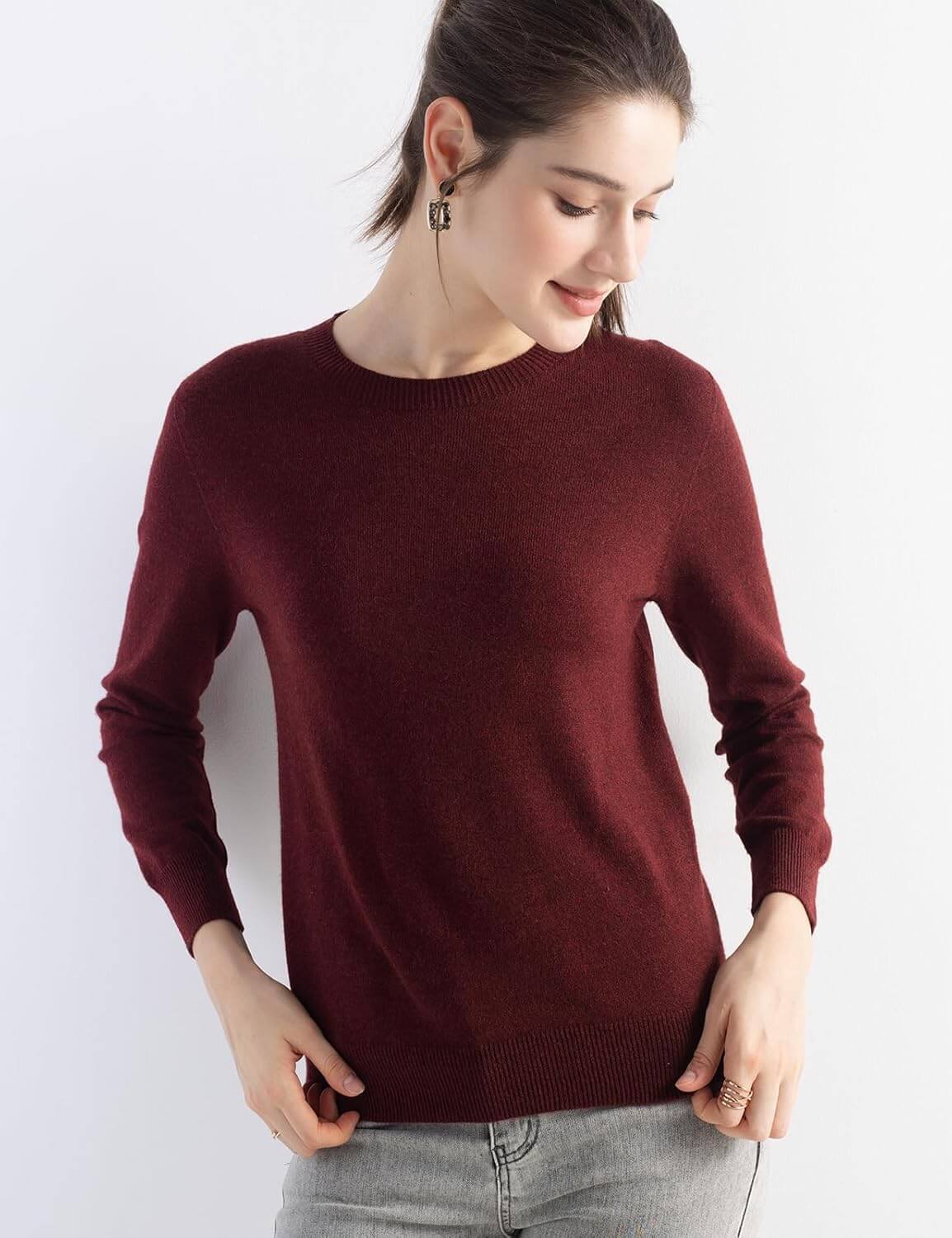 Women's Merino Wool Sweater 2025 Fall Winter Crew Neck Long Sleeve First-Line Ready to Wear Seamless Knit Sweater