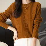 CHanyarn Women's Crew Neck 100% Micchiale in lana merino 2025 inverno casual casual vintage morbida a maniche lunghe a maniche lunghe maglione