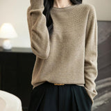 Women's 100% Merino Wool 2025 Fall Winter Crewneck First-Line Ready to Wear Long Sleeve Seamless Knit Sweater