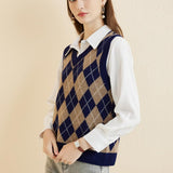 Giubbotto da maglione da donna al 100% da donna 2025 Diamond inverno autunno V Glet maglione a maglia senza maniche