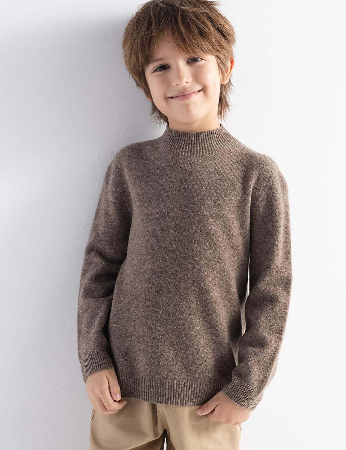 男の子の100％メリノウールセーター秋の冬のファーストライン長袖を着る準備ができているシームレスなプルオーバー