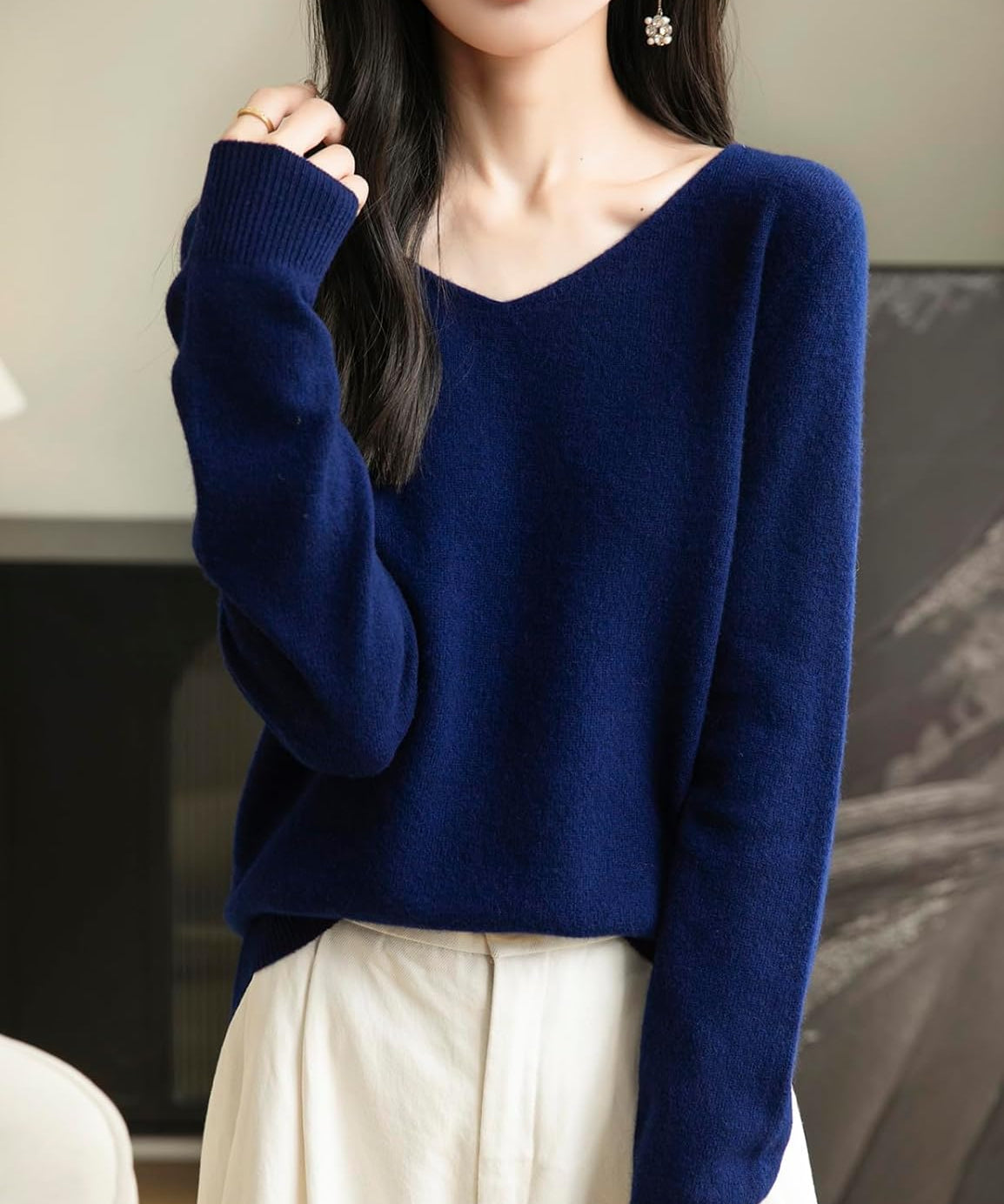 Chanyarn Women's 100% Merino Wool V Neck Sweater 2025 First-Line Ready to Wear Casual Long Sleeve Seamless Knit Sweater