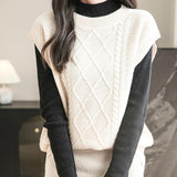 Chanyarn Women's 100% Merino Wool Sweater Vest 2025 Fall Winter Casual Crewneck Cable Sleeveless Knit Sweater Tank Tops
