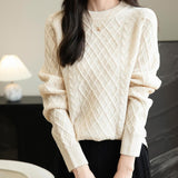 Chanyarn Women's Crew Neck 100% Merino Wool Sweater 2025 Otoño Invierno Clásico Vintage Cable Vintage Cálido de manga larga Sétera de manga larga