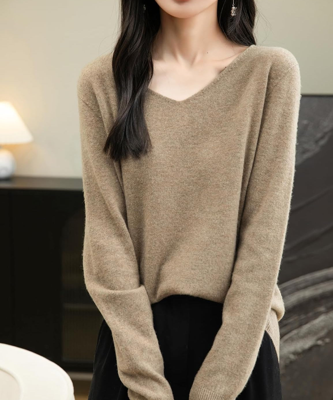 Chanyarn Women's 100% Merino Wool V Neck Sweater 2025 First-Line Ready to Wear Casual Long Sleeve Seamless Knit Sweater