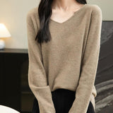 Chanyarn Women's 100% Merino Wool V Neck Sweater 2025 First-Line Ready to Wear Casual Long Sleeve Seamless Knit Sweater