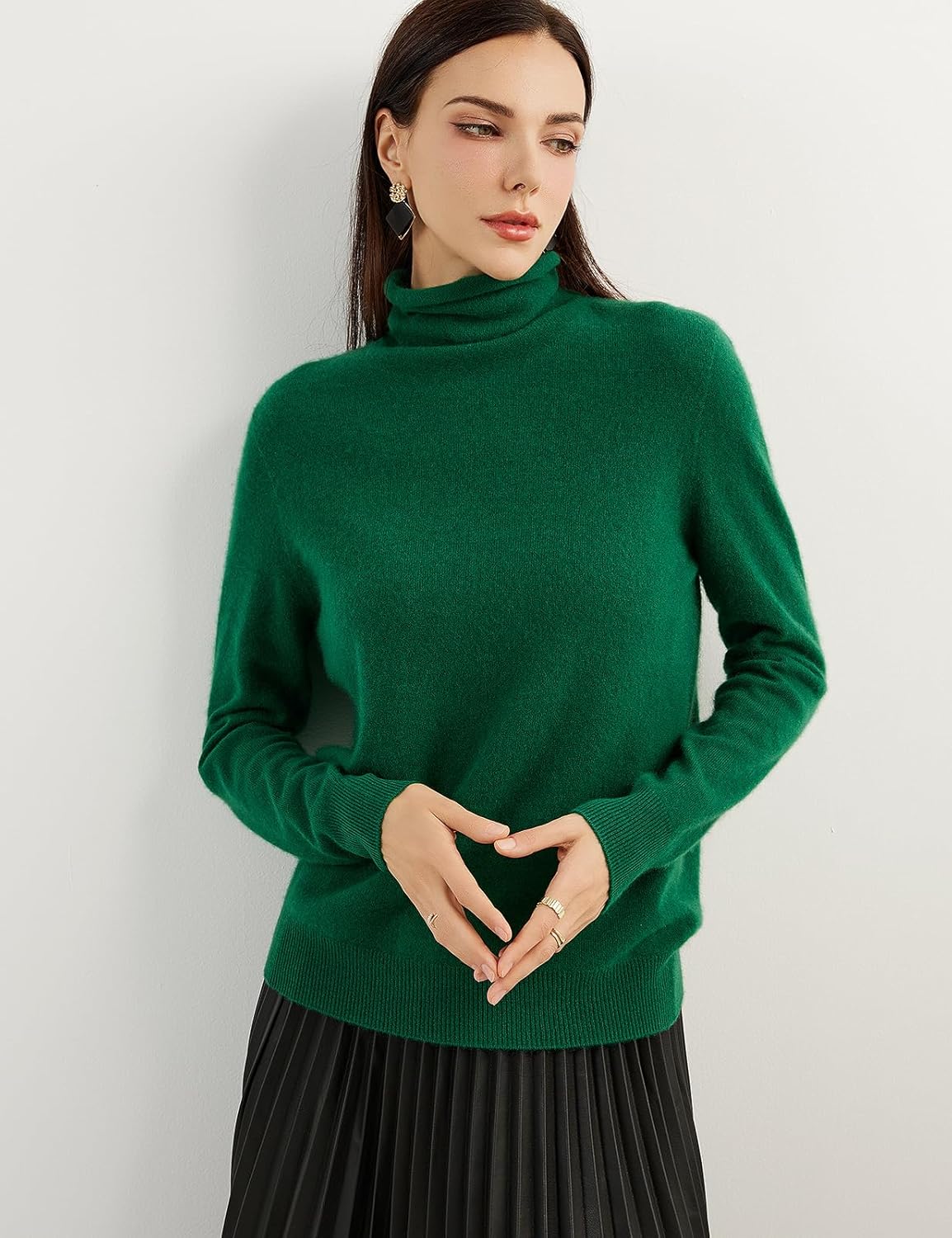 100% Pure Cashmere Women's Sweater Turtleneck Long Sleeve Warm Soft 2025 Fall Winter Knit Pullover
