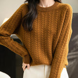 Chanyarn Women's Crew Neck 100% Merino Wool Sweater 2025 Otoño Invierno Cable Vintage Capas de manga larga cálida