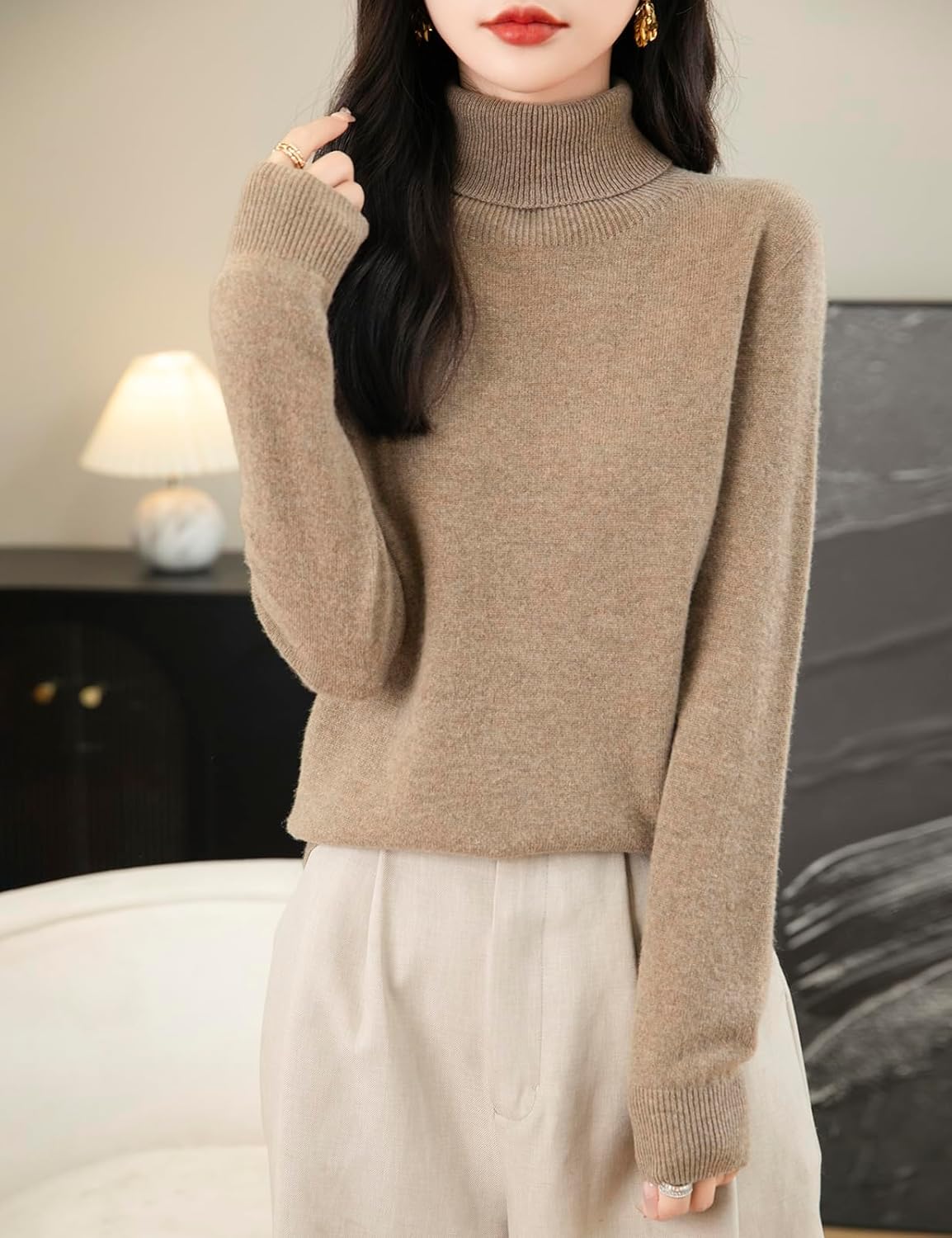 Chanyarn Women's 100% Merino Wool Turtleneck Sweater 2025 First-Line Ready to Wear Long Sleeve Seamless Knit Pullover