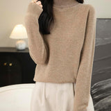 Chanyarn Women's 100% Merino Wool 2025 First-Line Ready to Wear Seamless Knit Turtleneck Pullover Fall Winter Sweater