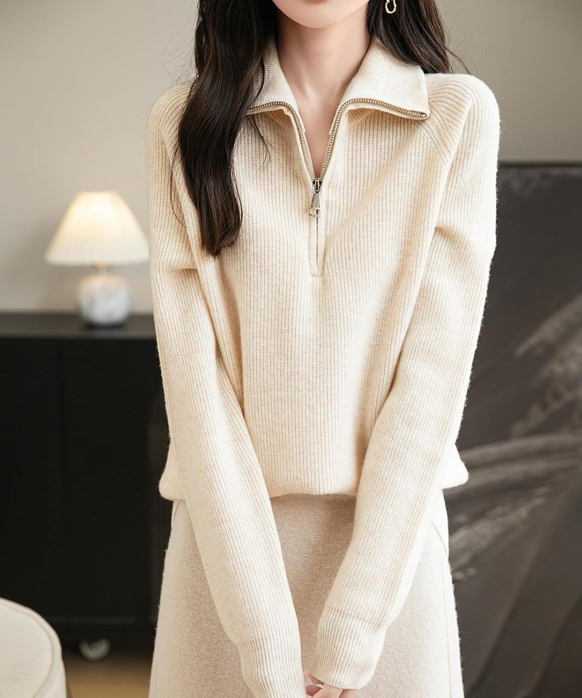 Chanyarn Women's 100% Merino Wool Sweater 2025 Fall Winter 1/4 Zip Pullover Casual Long Sleeve Knit Sweater Tops