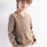 男の子と女の子100％メリノウールのセーター秋の冬のファーストラインクルーネックの長袖のシームレスセーターを着用する準備ができています