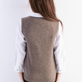 Girls 100% Merino Wool Sweater Vest V-Neck Sleevless 2025 Fall Winter Cable Tops Knitted Pullover Vest