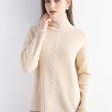 100% Cashmere Cable Knit Mock Neck Sweater