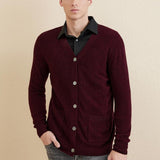 Men's 100% Merino Wool Cardigan Sweater 2025 Fall Winter Casual V Neck Warm Soft Long Sleeve Knitted Sweater