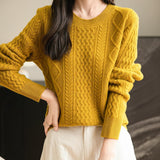 Chanyarn Women's Crew Neck 100% Merino Wool Sweater 2025 Otoño Invierno Cable Cable de manga larga suave suave suéter de manga larga