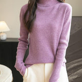 Women's 100% Merino Wool Turtleneck Sweater 2025 Fall Winter Long Sleeve Warm Soft Ribbed Knit Pullover Sweater