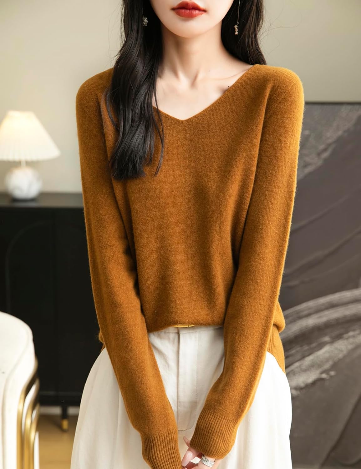 Chanyarn Women's 100% Merino Wool V Neck Sweater 2025 First-Line Ready to Wear Casual Long Sleeve Seamless Knit Sweater