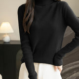 Women's 100% Merino Wool Turtleneck Sweater 2025 Fall Winter Long Sleeve Warm Soft Ribbed Knit Pullover Sweater