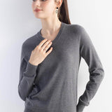 Women's Merino Wool Sweater 2025 Fall Winter V Neck Long Sleeve First-Line Ready to Wear Seamless Knit Sweater
