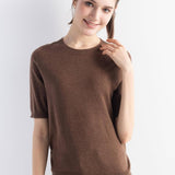 Women's Merino Wool Sweater 2025 Fall Winter Crew Neck Short Sleeve First-Line Ready to Wear Seamless Knit Sweater