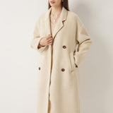100% Merino Wool Double-Breasted Long Coat