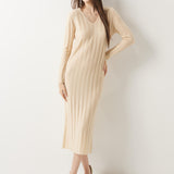 30% Cashmere 70% Merino Wool V-Neck Sweater Dress
