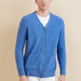 Men's 100% Merino Wool Cardigan Sweater 2025 Fall Winter Casual V Neck Warm Soft Long Sleeve Knitted Sweater