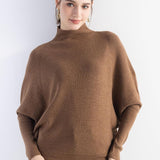 Suéter de malha grande com gola morcego e mistura de lã Merino