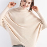 Women's Merino Wool Blend Oversized Sweater 2025 Fall Winter Trendy Turtleneck Batwing Sleeve Knit Pullover Sweater