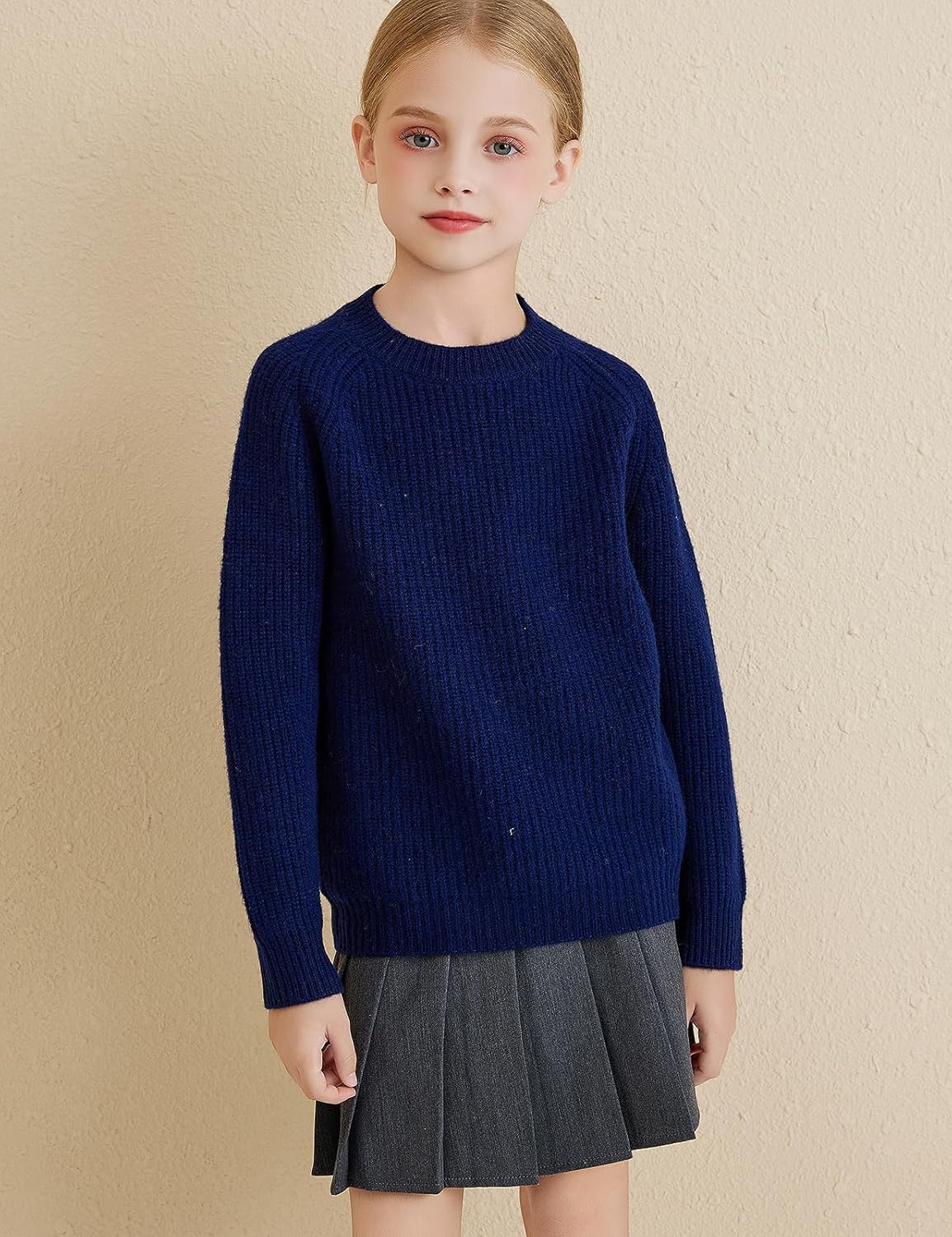 Girls Crew Neck 100% Merino Wool Sweater 2025 Fall Winter Kids Warm Soft Long Sleeve Knitted Pullover Sweater