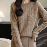 Chanyarn Women's Crew Neck 100% Merino Wool Sweater 2025 Otoño Invierno Cable Vintage Capas de manga larga cálida