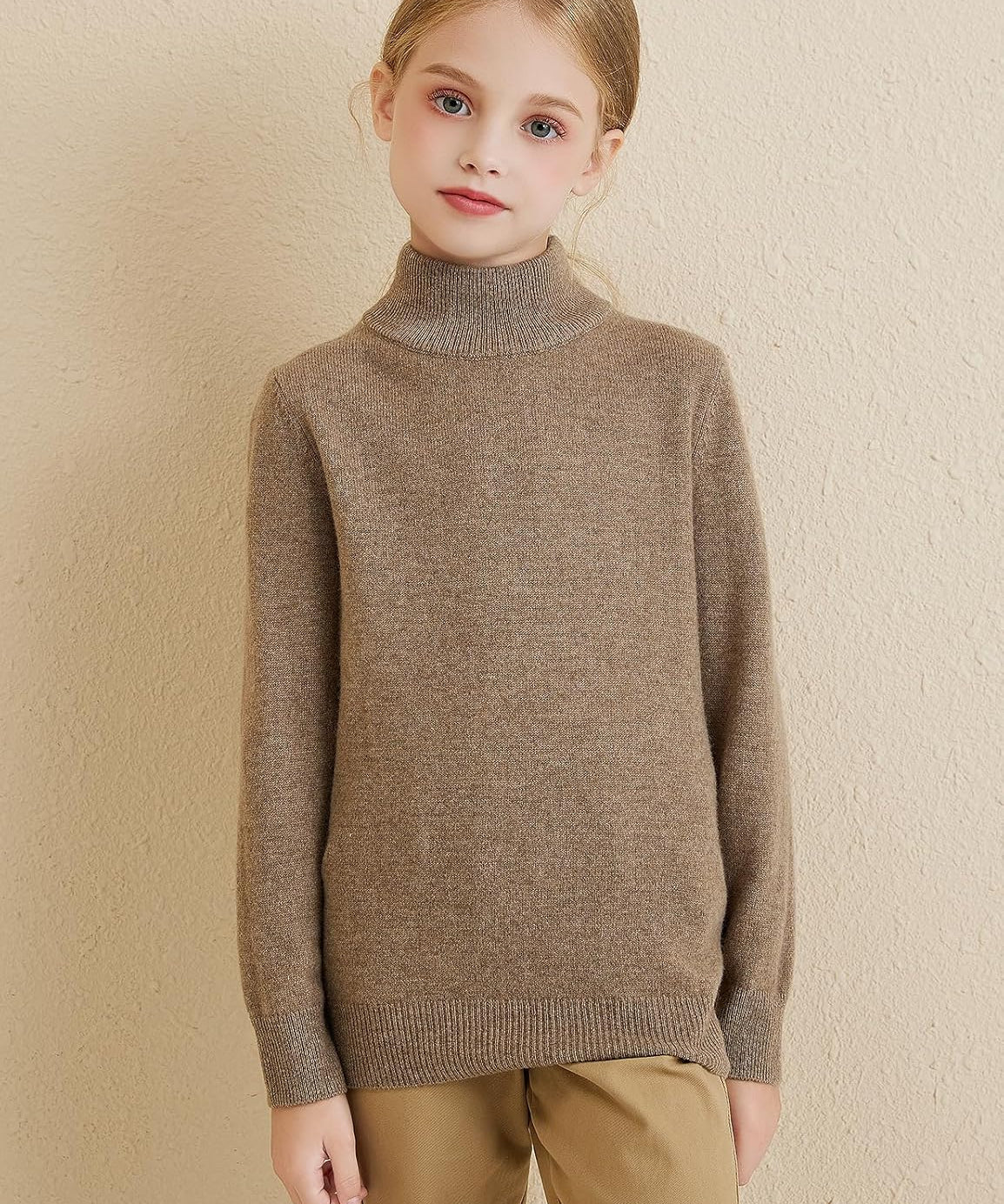 Girls 100% Merino Wool Mockneck Sweater