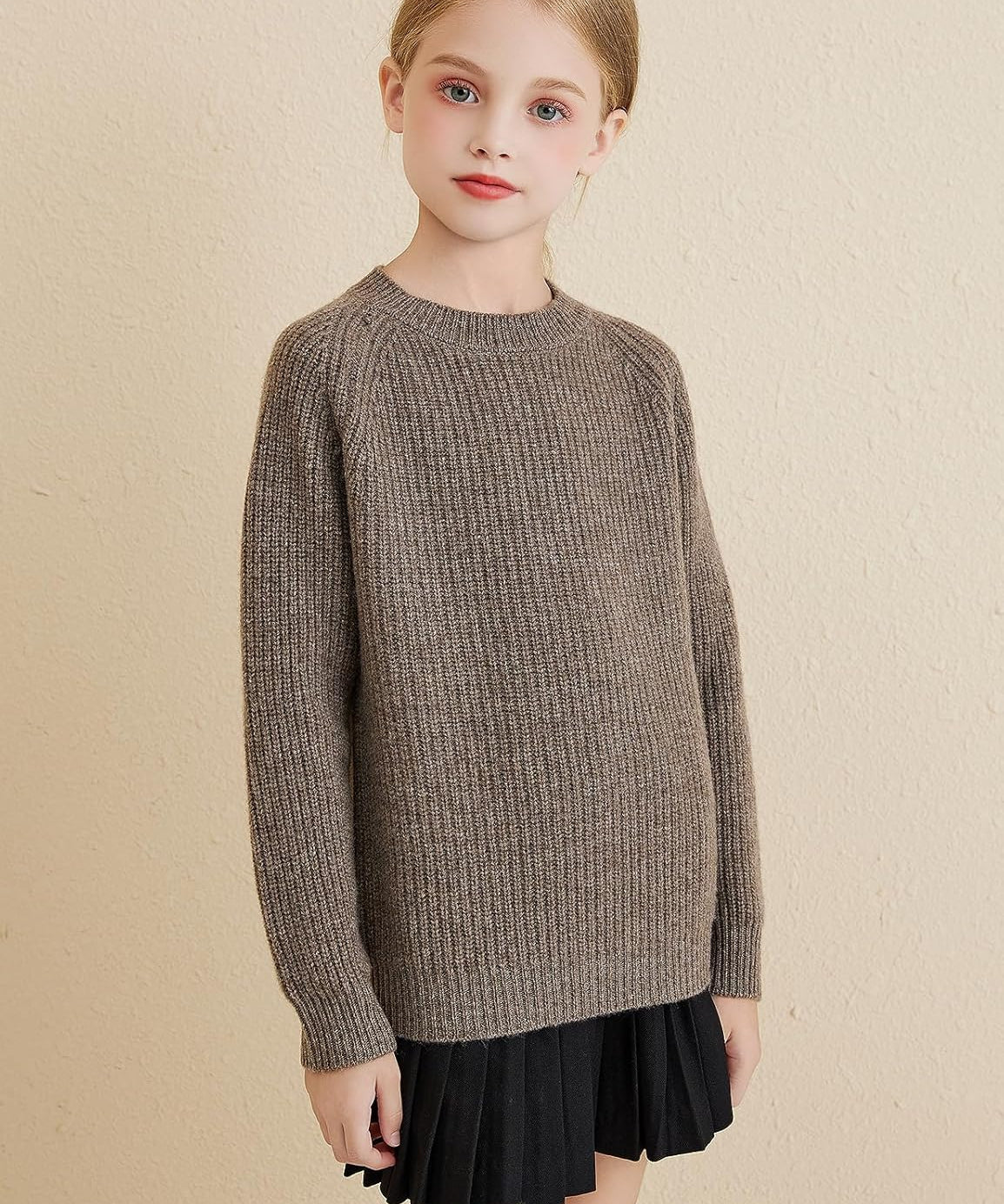Girls 100% Merino Wool Crewneck Sweater