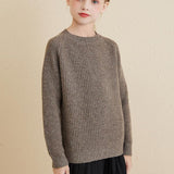 Girls Crew Neck 100% Merino Wool Sweater 2025 Fall Winter Kids Warm Soft Long Sleeve Knitted Pullover Sweater