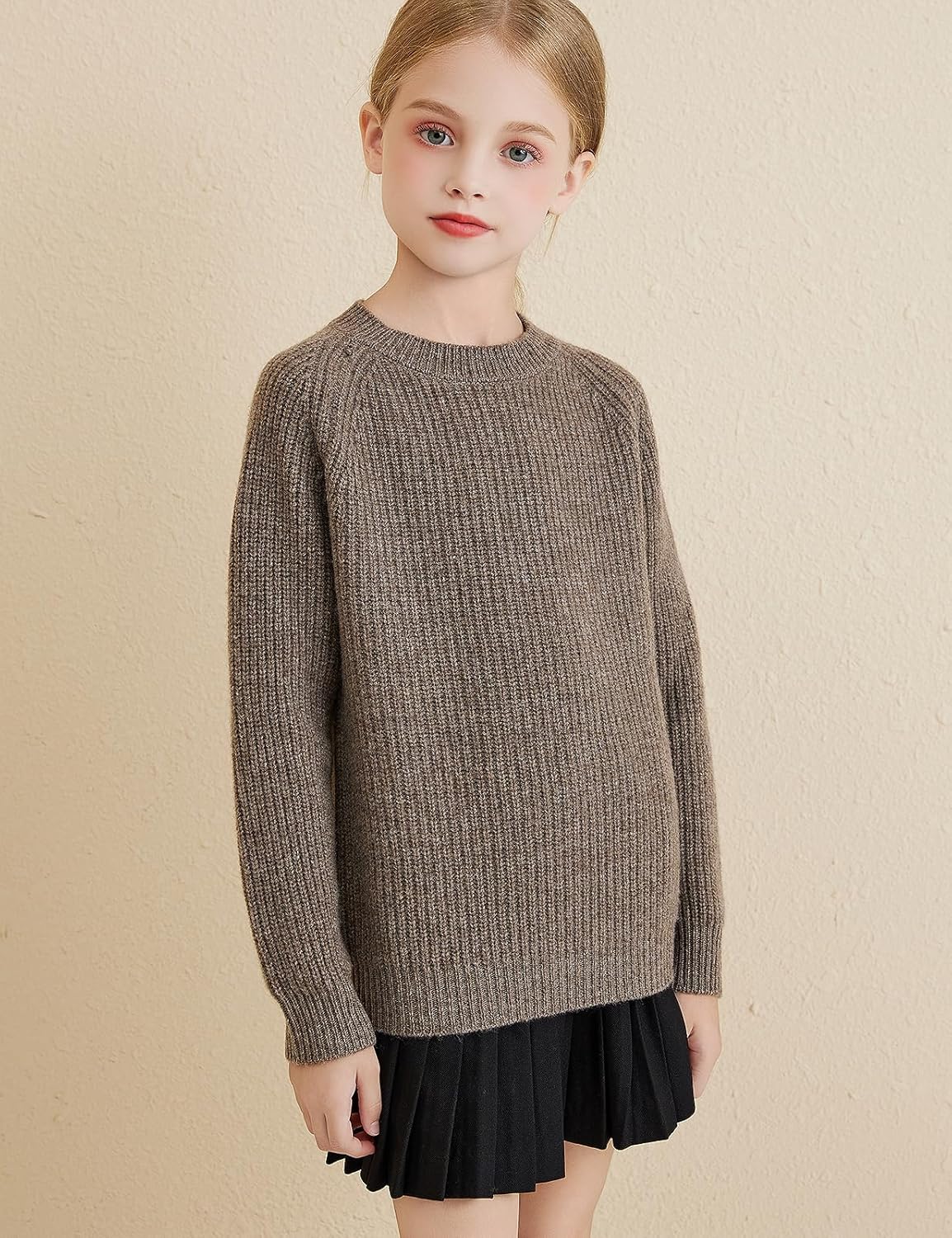 Girls Crew Neck 100% Merino Wool Sweater 2025 Fall Winter Kids Warm Soft Long Sleeve Knitted Pullover Sweater