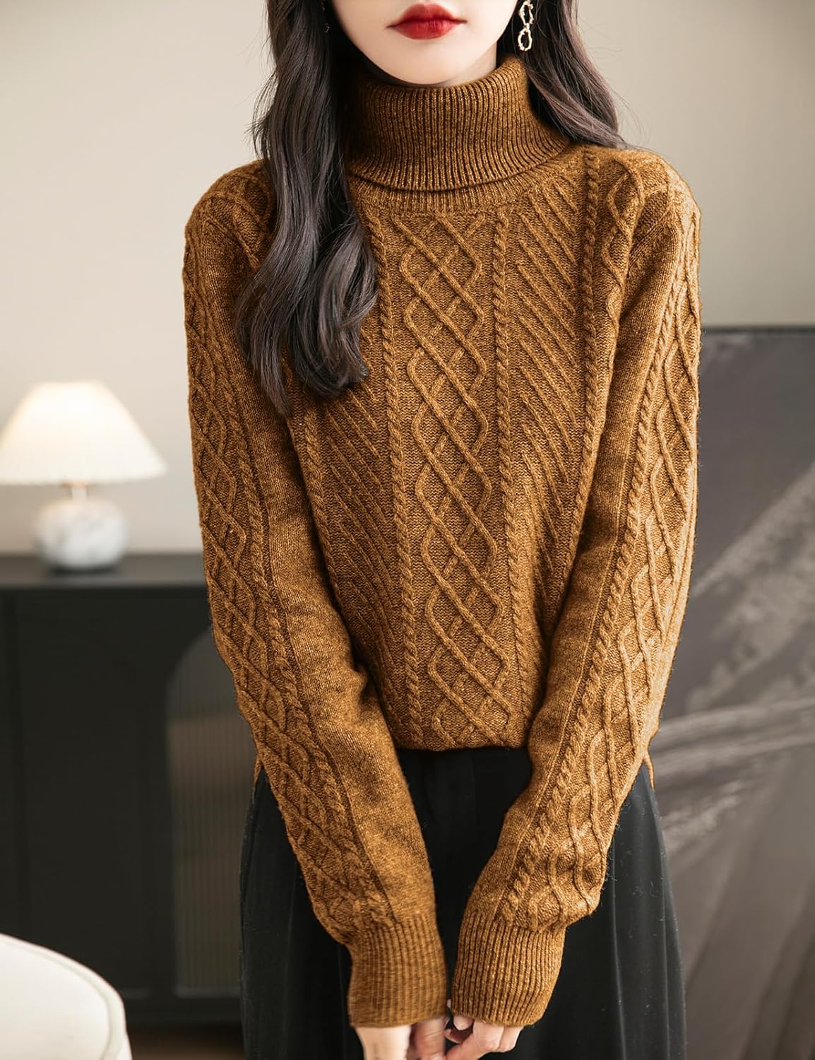 Pull à col roulé 100 % laine mérinos