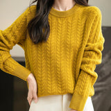Chanyarn Women's Crew Neck 100% Merino Wool Sweater 2025 Otoño Invierno Cable Vintage Capas de manga larga cálida