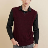 Men's 100% Merino Wool Sweater Vest 2025 Fall Winter Casual Solid V Neck Soft Sleeveless Knitted Sweater Vest