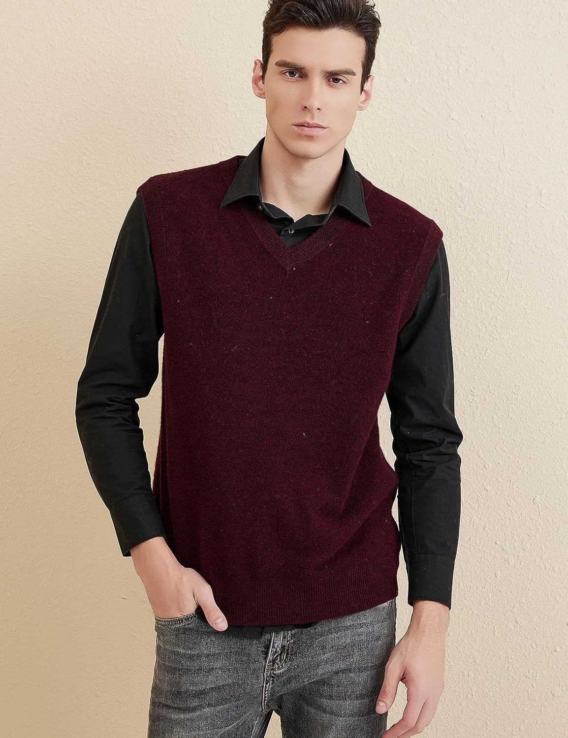 Australian Merino Wool V-Neck Sweater Vest