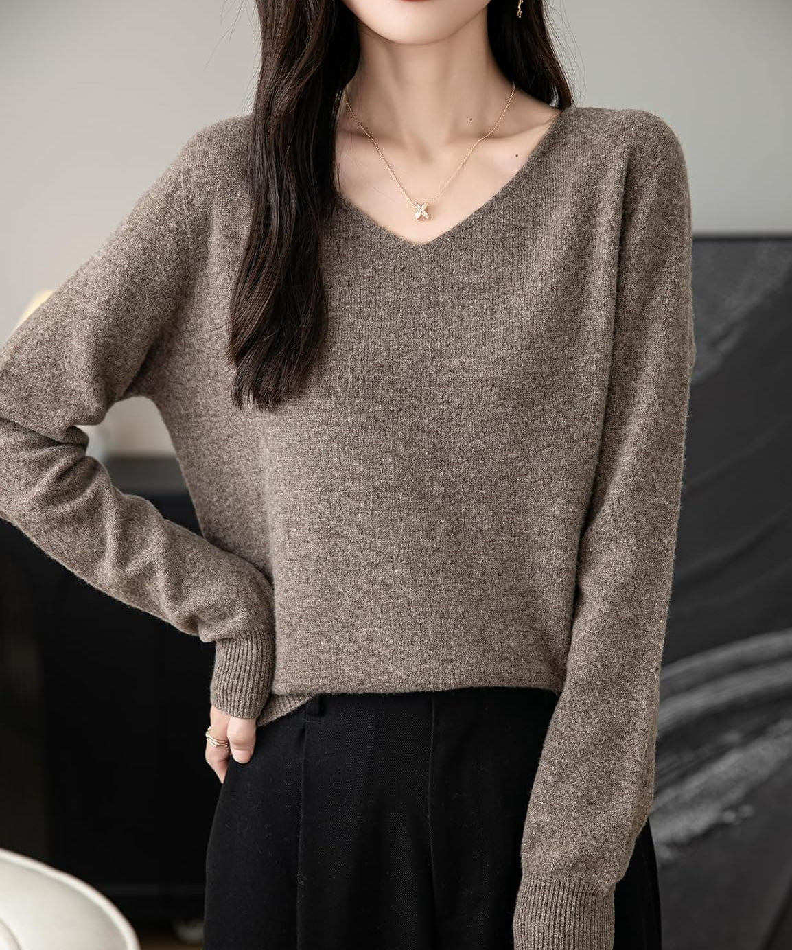 Chanyarn Women's 100% Merino Wool V Neck Sweater 2025 First-Line Ready to Wear Casual Long Sleeve Seamless Knit Sweater